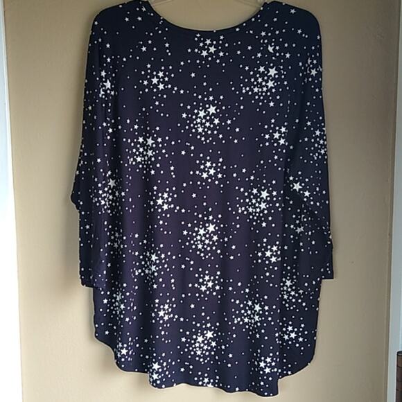 A.N.A. Basic Black White Stars Petite Plus Size XXL scoop neck top - Picture 5 of 7